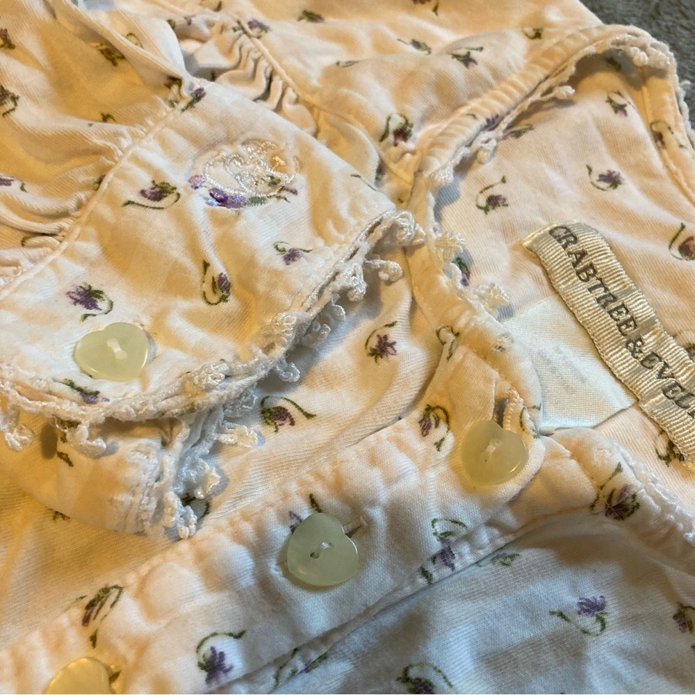 Vintage Crabtree & Evelyn 100% Cotton Knit Nightgown w/Purple Flowers - Picture 5 of 12